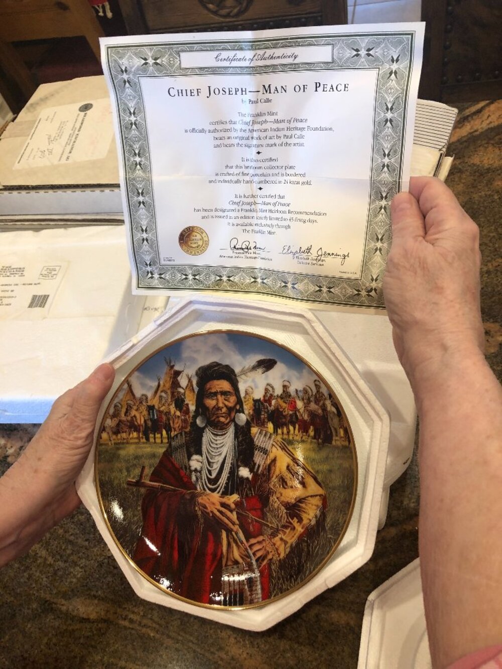 Franklin Mint “Chief Joseph — Man of Peace” Plate – Paul Calle – Limited Edition